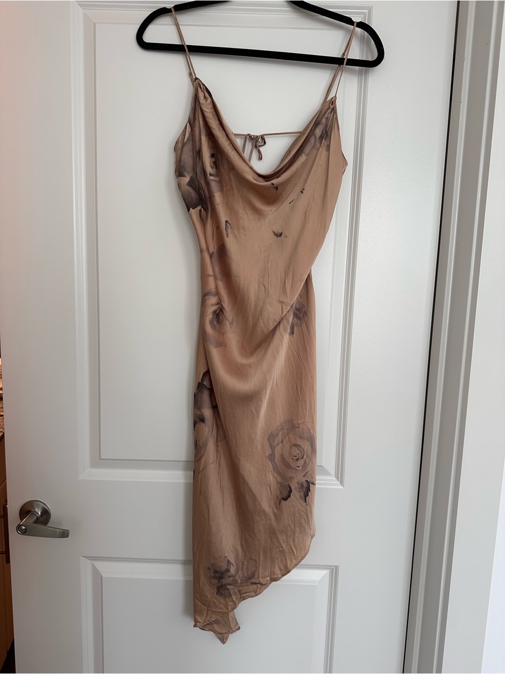 Vintage Victoria’s Secret Silk Cowl Neck Slip Dress in Taupe Floral